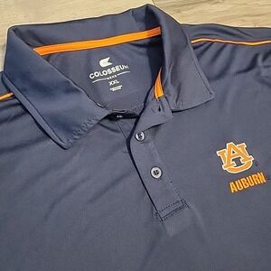 Auburn University Polo Shirt Mens XXL  Blue Orange Golf NCAA Logo Short Sleeve‎